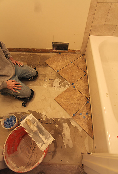 diagonal floor tile diy